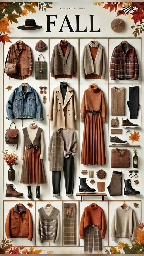 Orange Turtleneck Sweater Outfit, Autumn Colour Palette Clothes, Dark Brown Jacket, Flannel Shirt Outfit, Outfit Ideas For Fall, Sweater Vest Outfit, Warm Browns, Fall Tones, Trendy Outfit Ideas