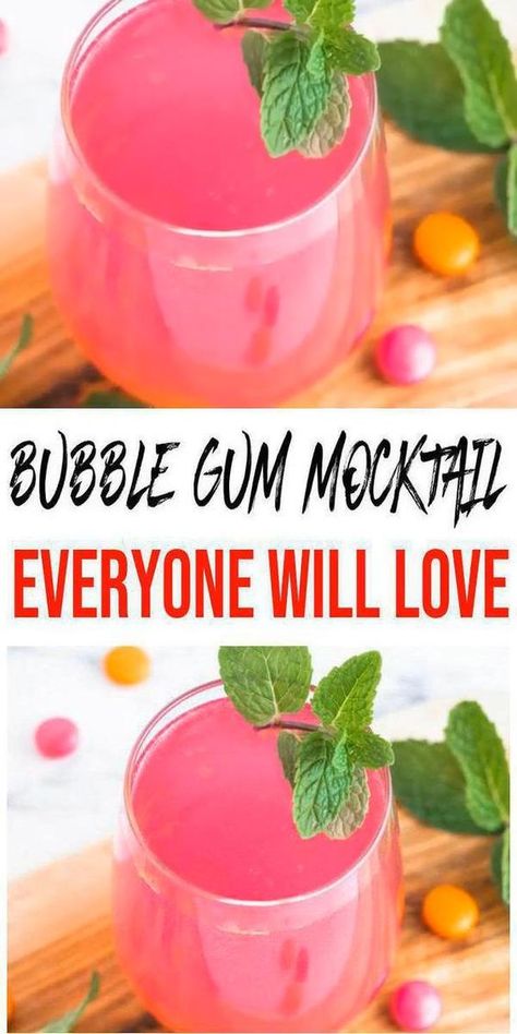 Jello Drinks Non Alcoholic, Pink Mocktail Recipe, Pink Mocktails Non Alcoholic, Homemade Bubble Gum, Barbie Homecoming, Fun Christmas Drinks, Alcoholic Drink Recipe, Homemade Punch, Juice Party