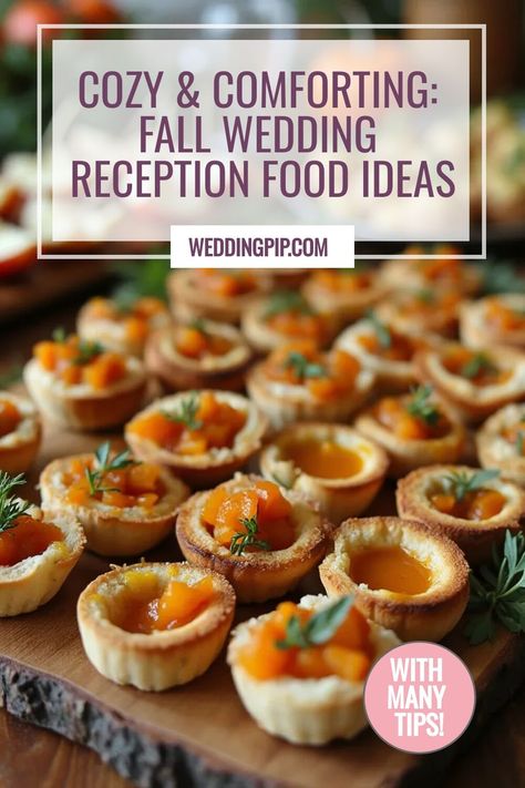 Create a warm and inviting atmosphere with these fall wedding reception food ideas! 🍁🍽️ From hearty soups to seasonal charcuterie boards, we've got everything you need for a cozy autumn celebration. Explore creative presentations and flavor combinations that'll impress your guests.

Click for the ideas! 🥂🍂

#FallWeddingFood #AutumnWeddingReception Fall Wedding Hors D'oeuvres, Fall Wedding Appetizers, Winter Wedding Food Ideas Buffet, Fall Wedding Reception Food Ideas, Fall Wedding Food Ideas, Fall Wedding Food, Fall Wedding Reception Food, Fall Wedding Desserts, Winter Wedding Food