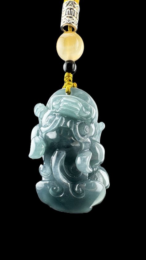 Exquisite jade pi xiu pendant with a yellow jade bead accent. The deep green jadeite carving represents protection and wealth, making it a meaningful and symbolic piece in high-end jade jewelry collections. Symbol Of Luck, Mythical Creature, Attract Wealth, Good Fortune, Chinese Culture, Ancient Times, Mythical Creatures, Pendant, Green