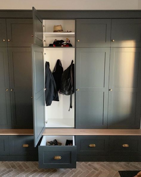 Locker Shelf, Mudroom Addition, Laundry Room/mudroom, Mudroom Remodel, Built In Lockers, Mudroom Cabinets, Entry Storage, Shoe Drawer, Mudroom Makeover