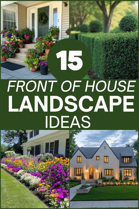 Looking to refresh your home's exterior? These creative front of house landscape ideas will add beauty and charm with easy-to-implement tips. Get inspired now! #FrontOfHouse #LandscapeDesign #CurbAppeal #GardenInspiration #OutdoorLiving Parking Pad In Front Of House Ideas, Landscape Design For Side Of House, Landscaping Ideas For Ranch Style Homes, Landscape Ideas In Front Of Porch, Front Yard Landscaping Full Sun Ideas, From Yard Landscape Ideas, Landscaping Front Of House With Porch, Low Maintenance Foundation Landscaping, Landscaping Walkways To Front Door