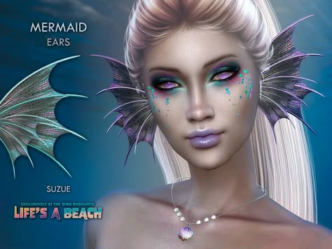 Sims 4 Mermaid Dress, Sims 4 Mermaid Ears, Sims 4 Cc Animal Ears And Tail, Siren Cc Sims 4, Ts4 Mermaid Cc, Sims Occult, Sims 4 Mermaid Cc, Mermaid Ears, Sims 4 Couple Poses