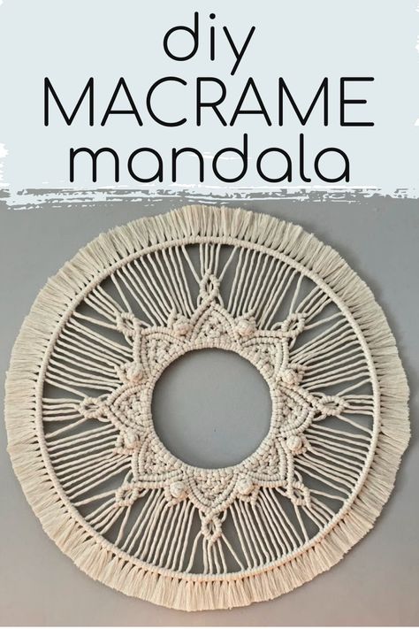 Round Macrame mandala wall hanging Round Wall Decor Diy, Circular Wall Decor Diy, Macrame Ring Wall Hanging Tutorial, Ring Macrame Wall Hanging, Macrame Hoop Tutorial, Ring Macrame Wall Hanging Diy, Diy Mandala, Ring Macrame, Macrame On Ring