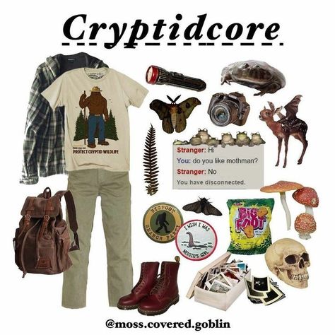 Cryptid Hunter Outfit, Coastal Grunge Outfits, Starflesh Core Aesthetic Outfits, Cryptid Outfit, Cryptid Core Outfit, Cryptid Aesthetic Outfit, Adventurecore Aesthetic Outfit, Dark Indie Outfits, Cryptidcore Aesthetic Outfits