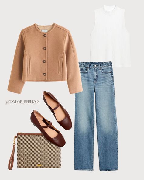 Mary Jane Flats Outfit Fall, Tan Ballet Flats Outfit, Brown Flat Heel Mary Janes For Fall, Brown Ballet Flats Outfit, Fall Mary Jane Flats With Buckle Closure, Fall Brown Flat Mary Janes, Brown Mary Janes Outfit, Brown Almond Toe Mary Jane Flats, Brown Flats Outfit