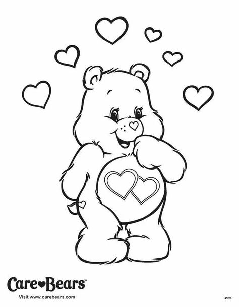 Love-a-lot coloring page Care Bear Coloring Pages, Care Bear Tattoos, Valentine Coloring Pages, Bear Coloring Pages, Bear Valentines, Valentine Coloring, Cartoon Coloring Pages, Disney Coloring Pages, Coloring Pages To Print