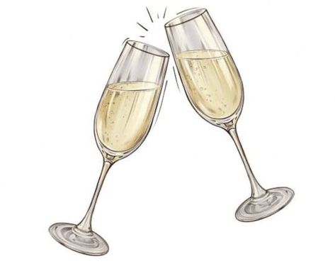 Champagne Art Illustration, Prosecco Illustration, Champagne Clipart, Flute Drawing, Champaign Glasses, Wine Clipart, Moët Chandon, Bottle Drawing, Happy Birthday Greetings Friends