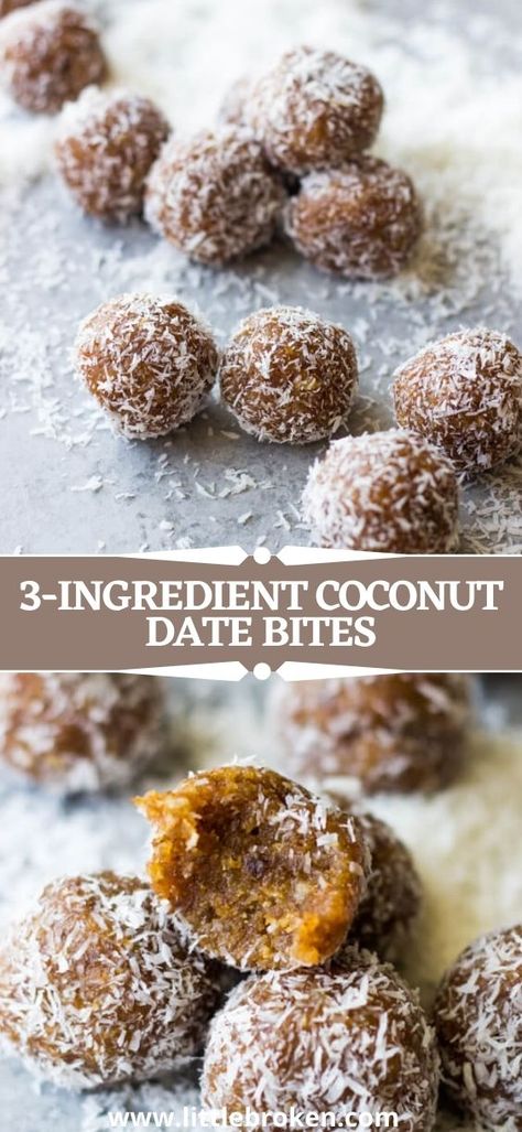 Coconut Flour Dates Recipe, Date Bites Recipe, Healthy Date Bites, Sun Dried Dates Recipes, Date And Coconut Balls, Date Balls Recipe Easy, No Bake Date Recipes, Chocolate Date Recipes, Recipes With Dates Healthy