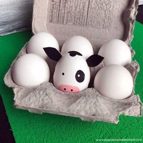 Easter Eggs Animals, Egg Painting Easy, Easter Egg Painting Ideas Simple, Easy Egg Painting Ideas, Easter Eggs Ideas, Egg Inspiration, Animal Easter Eggs, Easter Craft Activities, Cow Craft