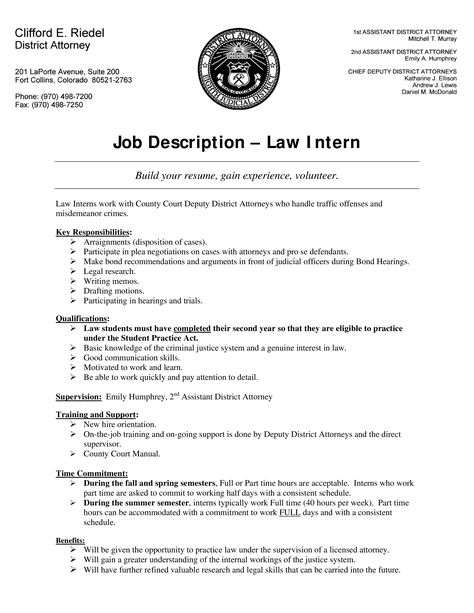 Lawyer Intern Job Description - How to create a Lawyer Intern Job Description? Download this Lawyer Intern Job Description template now! Job Description Template, Resume Sample, Job Description, Resume Examples, Fort Collins, Raw Material, The Guardian, Lawyer, Counseling