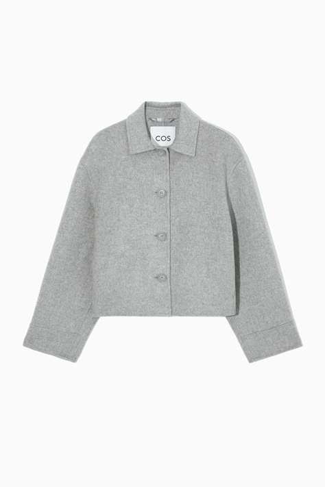 BOXY DOUBLE-FACED WOOL JACKET - LIGHT GREY - COS Chunky Jumper, Women's Jackets, Trench Coats, Wool Jacket, Look Fashion, Classy Outfits, Aesthetic Clothes, Fashion Inspo Outfits, Coats For Women