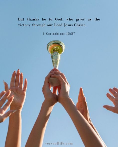 🏆 "But thanks be to God! He gives us the victory through our Lord Jesus Christ." - 1 Corinthians 15:57 Athletes, remember your ultimate source of strength and victory! This verse reminds us that true triumph comes from God. 🙏 Lord, as we compete, help us rely on Your strength. Grant us perseverance, sportsmanship, and the wisdom to see beyond earthly victories. May our performance glorify You. #AthletesInFaith #SportsAndScripture #VictoryInChrist #BibleVerses #FaithInSports Verses For Athletes, Bible Verses For Athletes, Baby Bible Verses, Thanks Be To God, Verses About Strength, Be Of Good Courage, Bible Verse Tattoos, Uplifting Scripture, Inspirational Encouragement