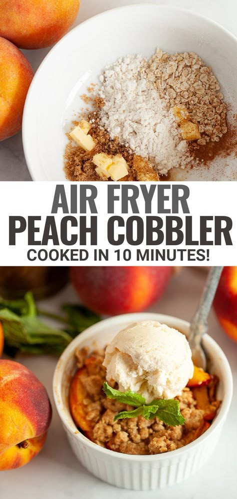 Air Fryer Peach Cobbler, Healthy Peach Dessert, Healthy Peach Cobbler, Gluten Free Peach Crisp, Healthy Peach Crisp, Healthy Peach Recipes, Gluten Free Peach Cobbler, Peach Healthy, Fresh Peach Recipes