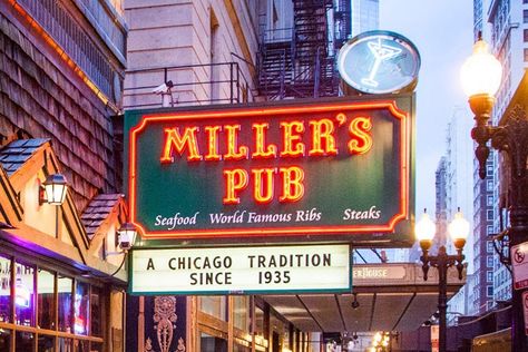 Miller's Pub Christmas In Chicago, Visiting Chicago, Riverside Walk, Chicago Winter, Visit Chicago, Chicago River, Chicago Travel, My Kind Of Town, Pub Signs