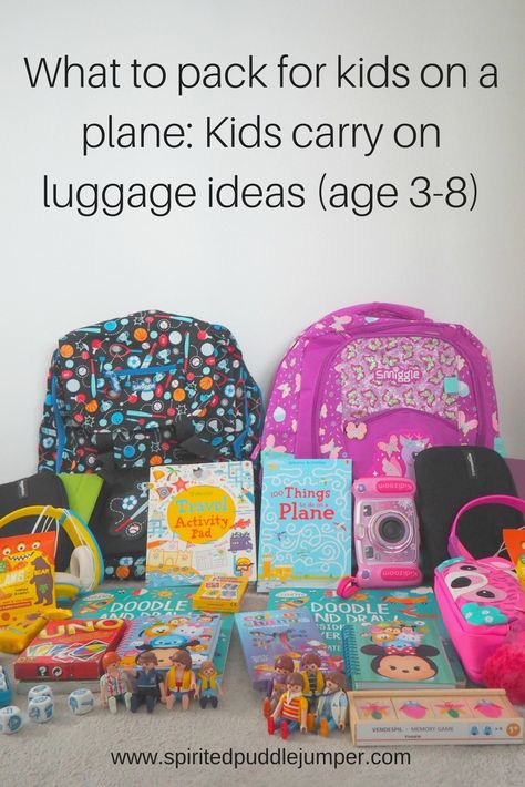 What to pack for children on the plane (ages 3-8) - The Spirited Puddle Jumper Airplane Carry On, Kids Travel Activities, Airplane Activities, Salford City, Puddle Jumper, Travel Outfit Plane, Flying With Kids, Plane Travel, On The Plane