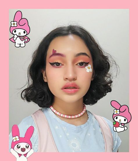 aesthetic soft My Melody Makeup Look, Sanrio Makeup Look, My Melody Makeup, Cosplay Idea, Trendy Halloween Costumes, Sanrio My Melody, Makeup Aesthetic, Trendy Halloween, Eye Makeup Art