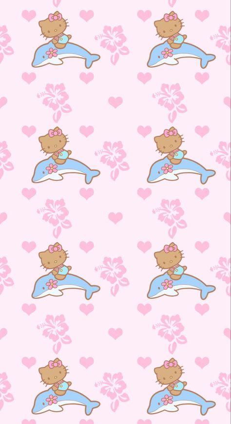 Tan Hello Kitty Wallpaper, Hawaiian Hello Kitty Wallpaper, Colorful Backgrounds Aesthetic, Pink And Blue Wallpaper, 헬로키티 배경화면, Pink Wallpaper Hello Kitty, Walpaper Hello Kitty, Charmmy Kitty, Hello Kitty Backgrounds