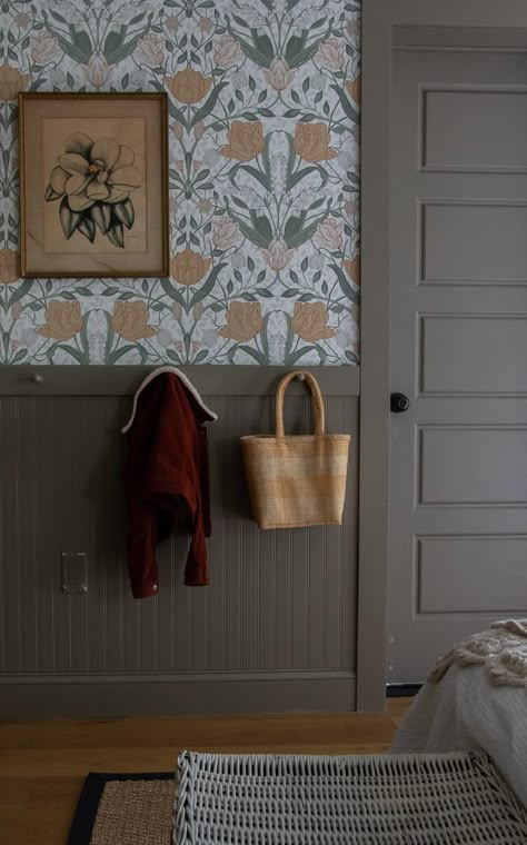 English Cottage Bedroom Reveal - Seeking Lavender Lane English Cottage Bedroom, Modern English Cottage, Seeking Lavender Lane, English Cottage Interiors, Cottage Wallpaper, Bedroom Reveal, Wainscoting Panels, Cottage Living Rooms, English Cottage Style