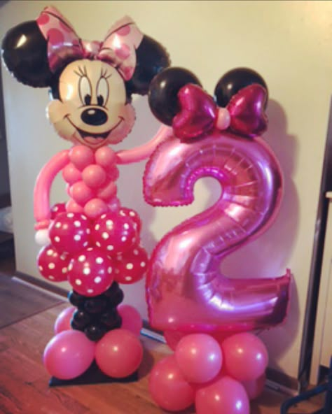 Minnie Mouse Birthday Theme, Balloon Pillars, Minnie Mouse Decorations, Minnie Mouse Balloons, Balloon Stand, Minnie Mouse Birthday Decorations, Baby Corner, Minnie Mouse Theme, Panda Party