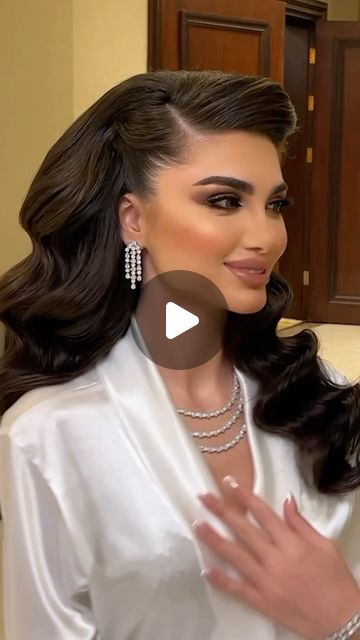 Mira Abdella on Instagram Bridal Hair Side Part, Arabic Hairstyles, Wedding Hair And Makeup, Bridal Hair, Wedding Hairstyles, Wedding Reception, Hair Makeup, Makeup, Hair Styles