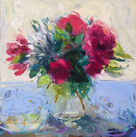 Gallery Show, Roses And Peonies, Instagram Roses, Flowers In Art, Art Of Flowers, Flower Paintings, June 17, Flowers Art, Glass Vases