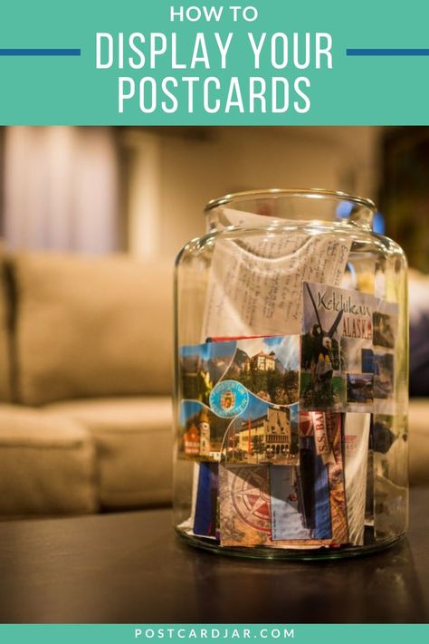 Displaying your travel postcards in a decorative jar is a wonderful addition to any home decor. Collecting postcards from your travels are inexpensive ways to preserve the memories of your experiences. Our postcard jar is a constant reminder of the amazing places we have visited and the memories we have made. This jar is an amazing conversation starter! Postcard Display, Big Jar, Young House, We Got Married, Mt Vernon, Young House Love, Potomac River, Travel Postcard, Work Room