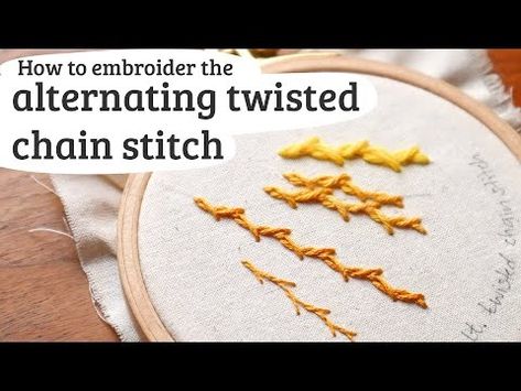 Twisted Chain Stitch, Stitch Family, Twisted Chain, Chain Stitch Embroidery, Embroidery Stitch, Stitch Tutorial, Embroidery Stitches Tutorial, The Chain, Chain Stitch