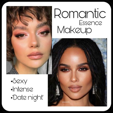 Style of makeup recommended based on the Kitchener Essence system. Natural Essence Makeup, Dear Peachie Elegant Makeup Archetype, Romantic Essence Makeup, Romantic Essence Kitchener, Romantic Makeup Archetype, Natural Romantic Essence, Ethereal Essence Makeup, Natural With Dramatic Essence, Pure Romantic Kibbe