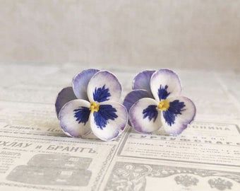 Par Violet Earrings, Violet Flower Jewelry, Dog Violet Flower, Violet Jewelry, Pansy Necklace, Pansy Earrings, Flower Violet, Woman Earrings, Spring Flower-shaped Purple Earrings