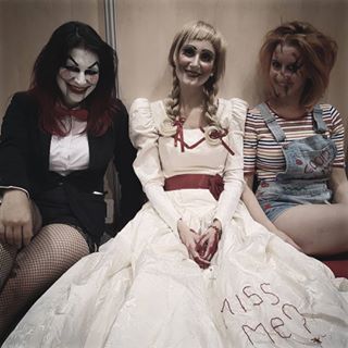 #mycrew #annabelle #jigsaw #chucky #smile #fun #friends #cosplay #japantouch #makeup #followme #horror #moviehorror #halloween #creepy #dolls #dolls #dolls #woman #crazygirls #missme Halloween Costume Creepy, Creepy Halloween Costumes, Creepy Kids, Halloween Creepy, Fun Friends, Creepy Halloween, Crazy Girls, Couple Halloween, Couple Halloween Costumes