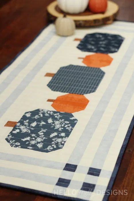 Fall Table Runner Ideas and Tutorials - Diary of a Quilter Fall Runner, Fall Quilt Patterns, Table Runner Tutorial, Fall Table Runner, Pumpkin Table Runner, Fall Sewing, Quilted Table Runners Patterns, Fall Table Runners, Visual Memory