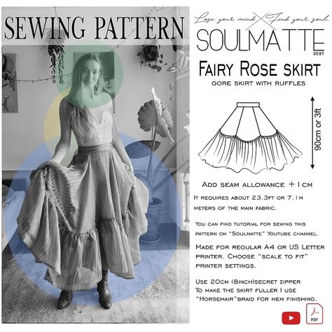 Sewing Skirts Patterns, Sewing Skirt, Skirt With Ruffles, Cute Sewing Projects, Knee Skirt, Seam Allowance, Skirt Patterns Sewing, Sewing Skirts, Sewing Design