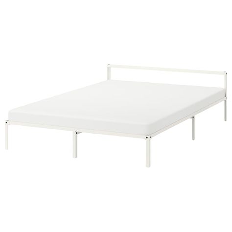 Full, Queen & King Size Platform Bed Frames - Low Prices - IKEA Grimsbu Bed, Four Poster Bed Frame, Ikea Bed Frames, Bed Frame White, Pretty Bedding, King Size Platform Bed, White Bed Frame, Ikea Bed, Four Poster Bed