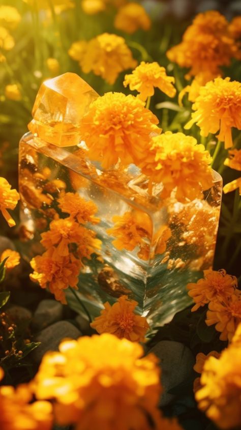 marigolds, citrine, crystals, yellow flowers, sunny, sunshine, phone wallpaper Yellow Citrine Wallpaper, Sunshine Phone Wallpaper, Citrine Wallpaper, Marigold Wallpaper, Japanese Wallpapers, Random Pict, Radha Krishna Art, Yellow Citrine, Krishna Art