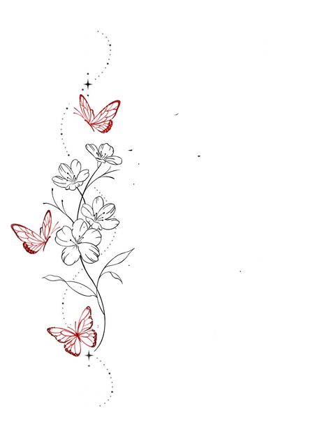 Simple Tattoos Feminine, Tattoo Add Ons Ideas Butterflies, Floral Tattoo Butterfly, Meaningful Butterfly Tattoos Quotes, Minimal God Tattoo, Small Tattoos On Waist Line, Dainty Butterfly Flower Tattoo, Tattoo Stencil Ideas Female, Tiger Lily And Butterfly Tattoo