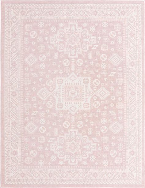 PRICES MAY VARY. Designed to withstand everyday wear, this 9' x 12' area rug is the perfect size for patios, porches, decks or anywhere you want to bring a little more style to your outdoor space. This pink rug is joyful, creative, and soothing. They're a great choice for kids rooms or anywhere you want to brighten up the space. Vintage tribal medallion patterns and neutral colors help the Outdoor Aztec Collection stand out. Because they have no pile at all, flatweave rugs dry quickly and are pe Border Rugs, Target Rug, Teal Area Rug, Pink Ivory, Large Dining Room, Yellow Area Rugs, Brown And Beige, Pink Area Rug, Indoor Outdoor Rug