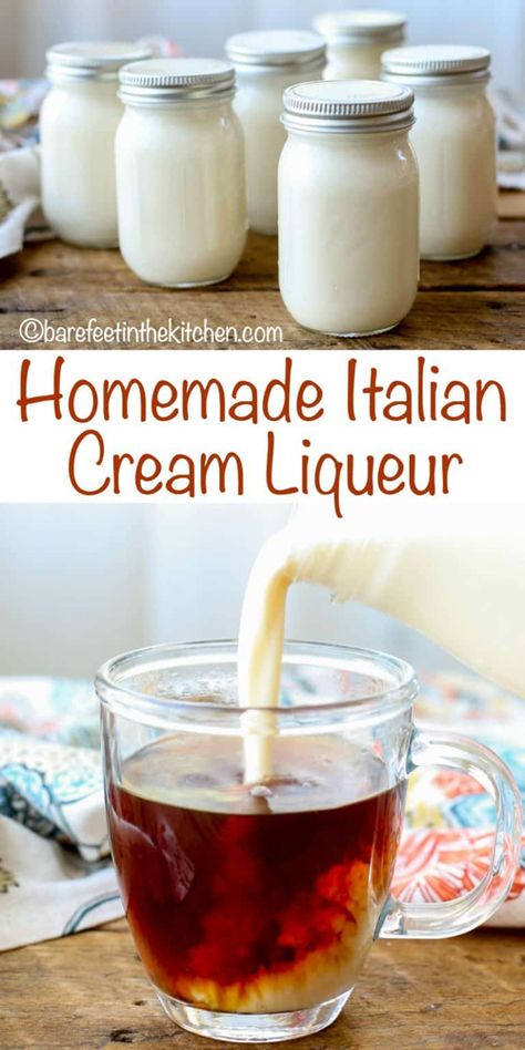 Italian Cream Liqueur Homemade Alcohol, Homemade Liquor, Liquor Recipes, Italian Cream, Liqueurs Recipes, Liquor Drinks, Cream Liqueur, Homemade Drinks, Homemade Italian