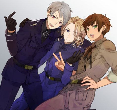 Hetalia (ヘタリア) - The Bad Touch Trio - France, Prussia, & Spain Bad Touch Trio, Hetalia France, Bad Touch, Hetalia Anime, Hetalia Characters, Hetalia Fanart, Hetalia Axis Powers, Bad Friends, Axis Powers