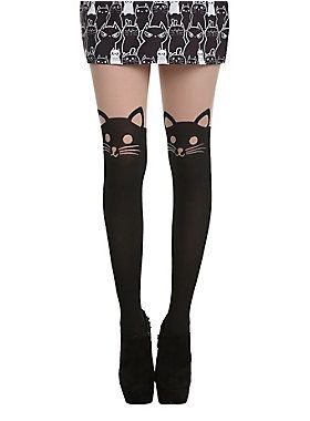 Hot Topic Outfits, Cat Tights, Pastel Cat, Emo Outfit Ideas, Thigh High Tights, Cat Stockings, Egirl Fashion, Goth Clothes, Tokyo Street Fashion