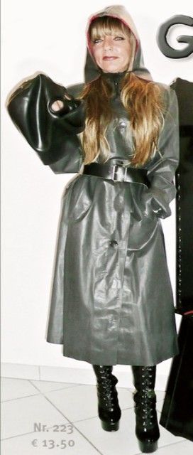 Rain Fashion, Rubber Raincoats, Pvc Raincoat, Rain Wear, Mac, Collage, Leather, Pins, How To Wear