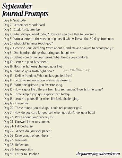 30 days of  journal prompts for the month of September Journaling September, September Journaling, September Prompts Journal, September Prompts, Monthly Journal Prompts October, September Journal Prompts, Monthly Journal Prompts September, September Journal, Beginning Of Month Journal Prompts