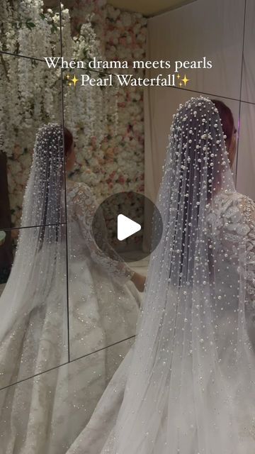 Rand. B 🥀 on Instagram: "Our dramatic pearl veil ✨Pearl Waterfall✨ with intense spread of pearls on top and fades down beautifully 🐚" Pearl Bridal Veil, Pearl Veil Wedding, Veil Pearl, Pearl Veil, February 13, Dress Inspo, Pearl Wedding, Bridal Pearls, Wedding Veil