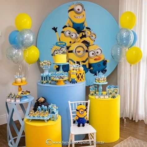 Minion Theme Decoration, Minions Decorations Party, Minion Themed Birthday Party Decorations, Minion Birthday Decorations, Despicable Me Party Decorations, Minion Birthday Ideas, Minons Birthday Party Ideas, One In A Minion First Birthday, Minions Party Decorations