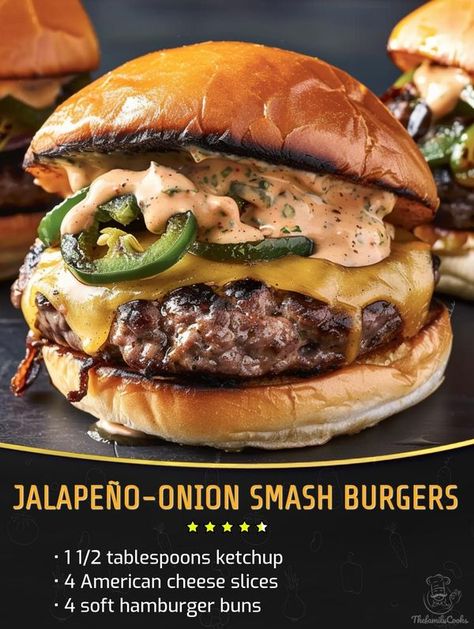 Family Cookbook | Jalapeño-Onion Smash Burgers | Facebook Jalapeño Onion Smash Burgers, Jalapeno Smash Burger, Jalapeño Burger, Smash Burgers, Jalapeno Burger, Grilled Burger Recipes, Smash Burger Recipe, Mexican Casserole Recipe, Onion Burger