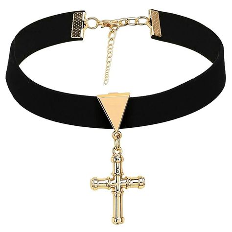 Chokers, Jewelry Women's Velvet Choker Neckless Big Cross Pendant- Black Gold Satin Ribbon Necklaces - CN12O5EKEY6 #Necklaces #designer #womensfashion #Jewelry #Styles #Chokers Ribbon Necklaces, Cross Sign, Girls Choker, Big Cross, Velvet Choker Necklaces, Black Choker Necklace, Necklace Cross, Womens Chokers, Ribbon Necklace