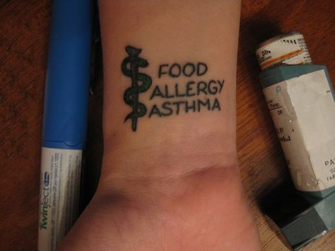 Allergy and Asthma: Allergy Tattoo, Medical Alert Tattoo, Tattoos That Mean Something, Inner Wrist Tattoos, Awareness Tattoo, Medical Tattoo, Allergy Asthma, Tattoos For Lovers, Metal Tattoo