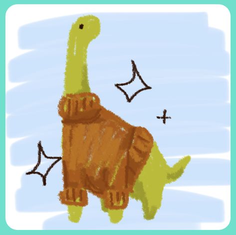 Dinosaur Sketch Cute, Cute Cartoon Creatures, Dino Cute Drawing, Wholesome Painting, Fall Dinosaur, Dinosaur Pfp, Cute Dinosaur Art, Dino Painting, Dino Sketch