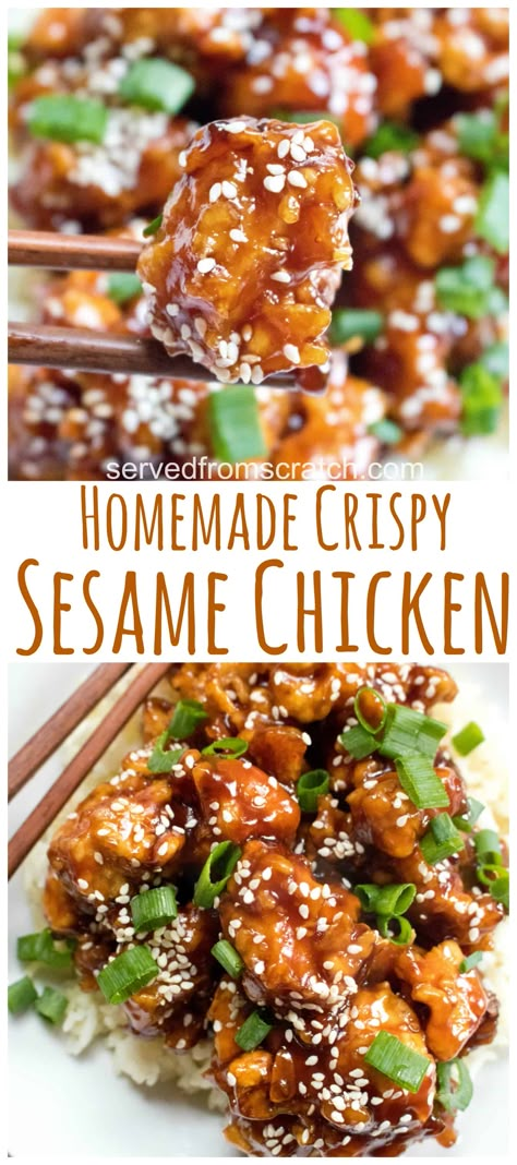 Skip the take-out and make your very own Homemade Crispy Sesame Chicken with simple and easy ingredients you already have in your pantry! Crispy Sesame Chicken, Wallpaper Food, Sesame Chicken Recipe, Mapo Tofu, Chicken Recipes Video, Cheese Making, Garlic Butter Sauce, Sesame Chicken, Chicken Dinner Recipes