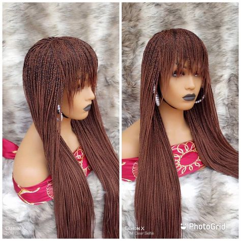 Braided hairstyles - Braids - Braids hairstyles - Braid hairstyles French Braids Hairstyle, Micro Fringe, Braided Bangs Hairstyles, Burgundy Box Braids, Bday Hair, Women Cornrows, Agbada Design, African Natural Hairstyles, Colored Box Braids